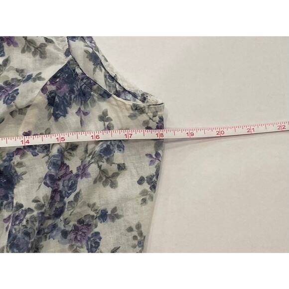 Kim Rogers Cotton Sleeveless Button Down Shirt, Floral, Ruffles, Pleats, M - Picture 10 of 11